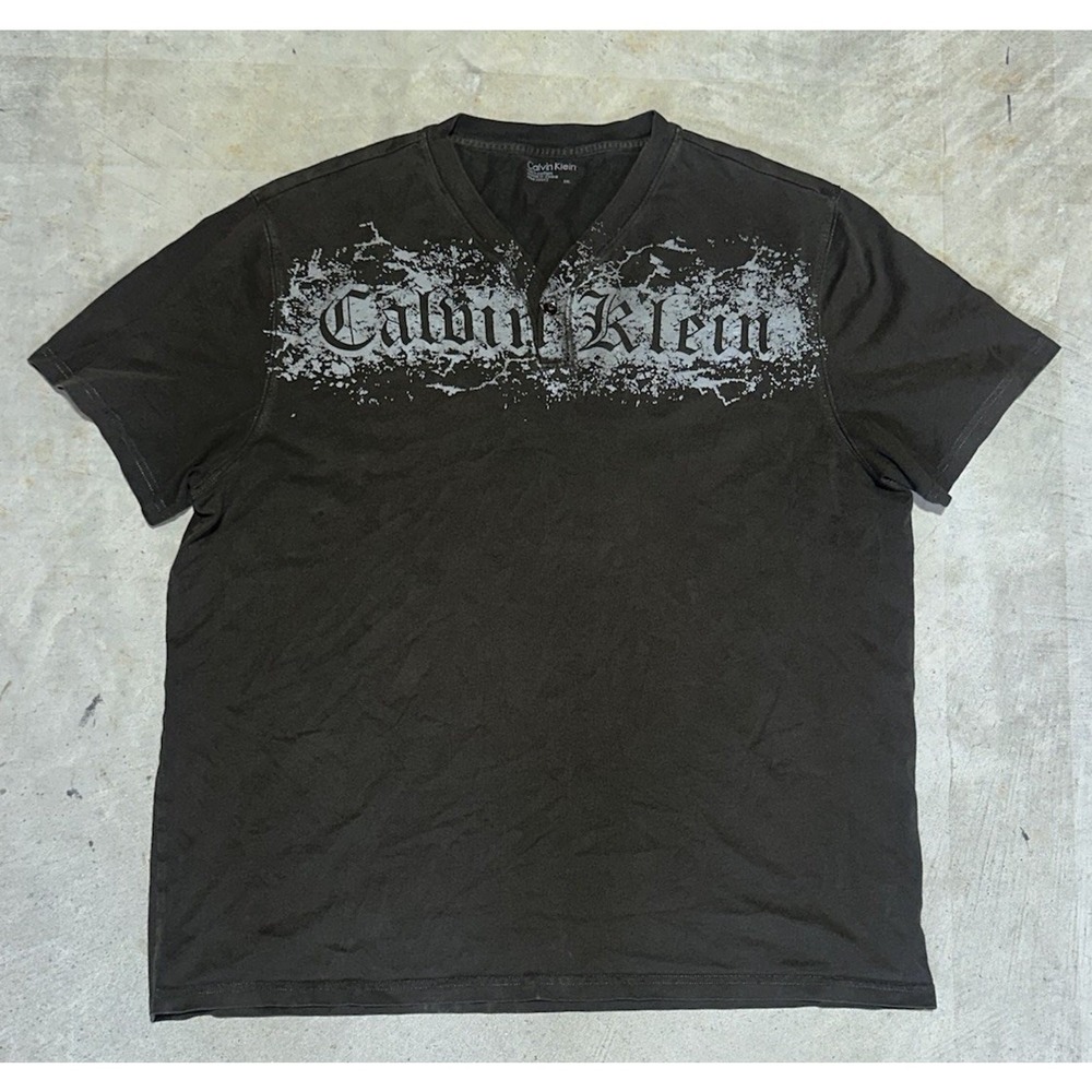 Vintage Y2K Calvin Klein Affliction Style T-shirt Goth Grunge Skater Sz 2XL